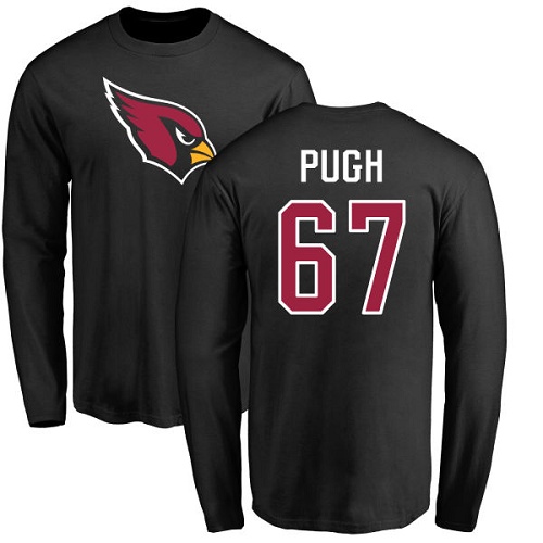 Arizona Cardinals Men Black Justin Pugh Name And Number Logo NFL Football #67 Long Sleeve T Shirt->nfl t-shirts->Sports Accessory
